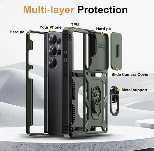 Vista 4 de PASNEW Funda para Samsung Galaxy Note20 Ultra, cubierta de cámara de grado militar resistente de cuerpo completo a prueba de golpes con patada