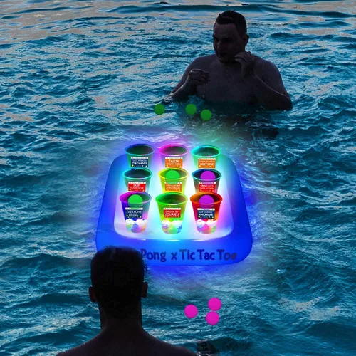 Vista 7 de Ahuimeius Estante flotante de 23 x 23 pulgadas para fiesta en la piscina, balsas flotantes de Tic Tac Toe, juego de fiesta de piscina, juego