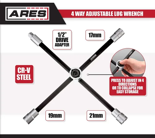 Vista 2 de ARES 70092 - Llave deslizante de 4 vías - Llave deslizante ajustable que proporciona un apalancamiento superior - Se pliega para un almacenamiento