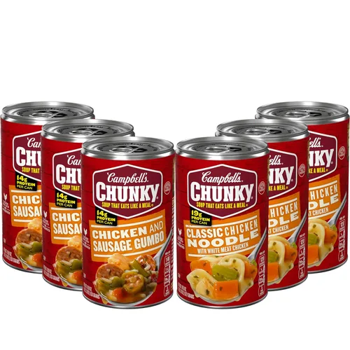 Vista 10 de Campbell's Chunky Sopa clásica de fideos con pollo, lata de 18.6 onzas