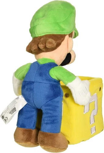 Vista 2 de Little Buddy Super Mario Bros. Luigi Holding - Bloque de monedas de peluche, 10 pulgadas, multicolor (1350)