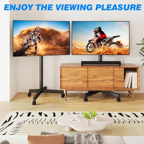 Vista 9 de Rfiver - Carrito de TV móvil con ruedas para pantallas de 23 a 65 pulgadas, soporte de TV portátil con ruedas con inclinación y altura ajustable