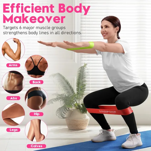 Vista 4 de Bandas de resistencia para entrenamiento, bandas de ejercicio para mujeres y hombres, bandas elásticas de látex para yoga, pilates, rehabilitación