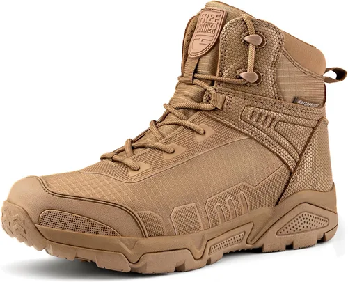 Vista 16 de FREE SOLDIER Botas tácticas impermeables para hombre, botas de trabajo ligeras y cómodas, botas de combate para senderismo