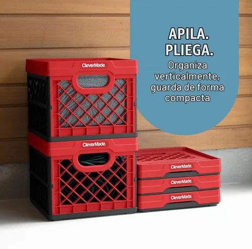 Vista 7 de CleverMade - Cajas de leche plegables para almacenamiento, 25 L, 1 paquete, 50 libras, color rojo
