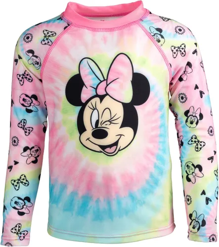 Vista 4 de Disney Minnie Mouse - Conjunto de traje de baño con protección UPF 50+ y pantalones cortos de natación para bebés y niños grandes
