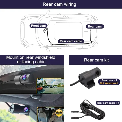 Vista 4 de Fitcamx La cámara de tablero delantera 2K y trasera 1080P se adapta para Volvo C40 Recharge EC40 2022-2025, estilo OEM, video HD dual, grabación