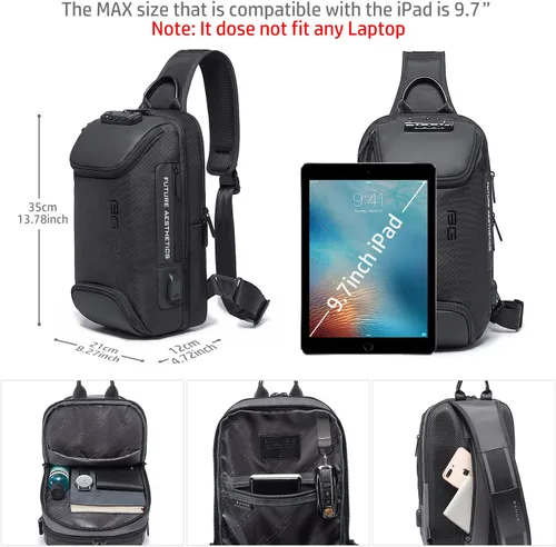 Vista 2 de iubest Men's Sling Bag Shoulder Bag Crossbody Shoulder Casual Daypack Rucksack Backpack