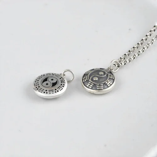 Vista 2 de Women's Small 925 Sterling Silver Yin Yang Pendant Necklace,20 inch Chain