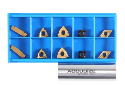 Vista 4 de Accusize Industrial Tools 2 piezas de cada tipo de insertos de carburo para 2387-2004, recubierto de CVD y recubierto de estaño, total 10 piezas