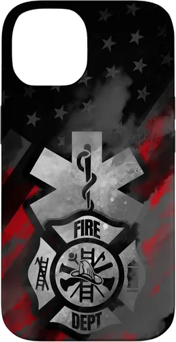 Vista 4 de EMT EMS Firefighter Red Smoke Line USA American Flag Case for iPhone 17
