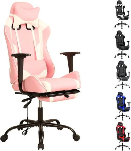 Vista 9 de Reposacabezas de soporte lumbar para computadora de PC, respaldo alto, para oficina, videojuegos, silla giratoria para niños o adultos, azul