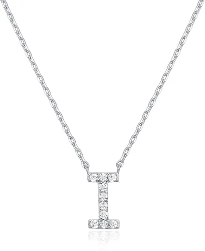 Vista 19 de PAVOI 14K White Gold Plated Cubic Zirconia Initial Necklace Letter Dainty Necklaces for Women