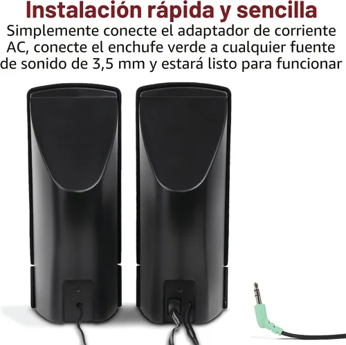 Vista 3 de Cyber Acoustics CA-2014 altavoces de computadora, sonido estéreo completo, controles convenientes, configuración fácil