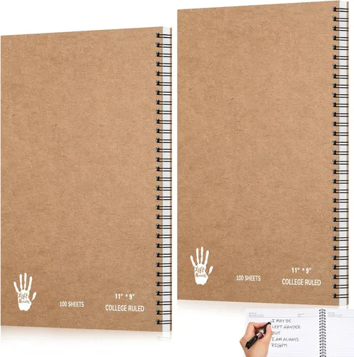 Vista 11 de Jutom 2 blocs de cuadernos jumbo para zurdos de 11 x 8.5 pulgadas, encuadernados con alambre para zurdos, 200 páginas, diario inspirador para negro