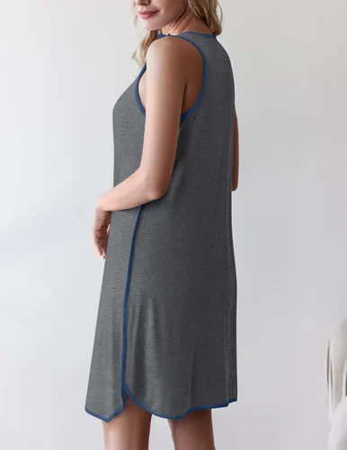 Vista 3 de Ekouaer - Vestido sin mangas para mujer, a rayas, de pijama, para embarazada, para amamantar