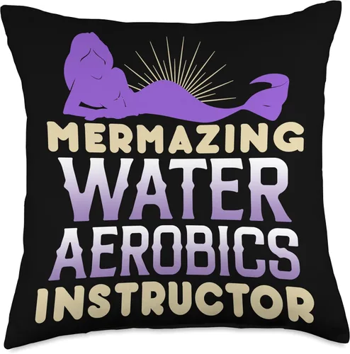 Vista 4 de Mermazing Water Aerobics Instructor Fitness Expert Graphic Throw Pillow