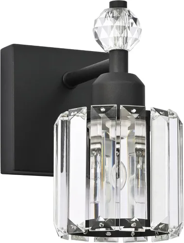 Vista 30 de PRESDE Aplique de pared de cristal único, lámpara de tocador cromada moderna, lámpara de pared de 1 luz para baño, dormitorio, pasillo