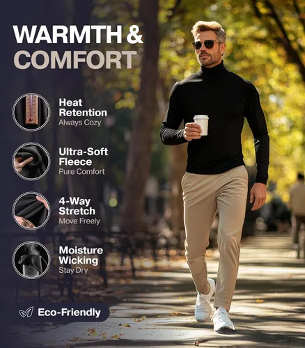 Vista 2 de Men's Turtle Neck Thermal Top Carbón