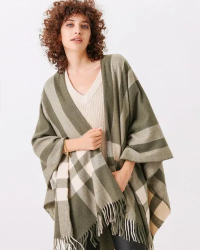 Vista 82 de Moss Rose Chal de viaje para mujer, capa tipo poncho de frente abierto para otoño e invierno