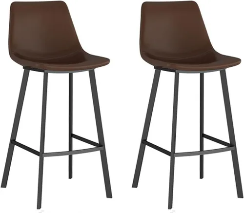 Vista 7 de Juego de 2 taburetes de bar de piel sintética para desayuno, sillas de cocina, taburetes de mostrador, sillas de isla de cocina, taburetes de bar