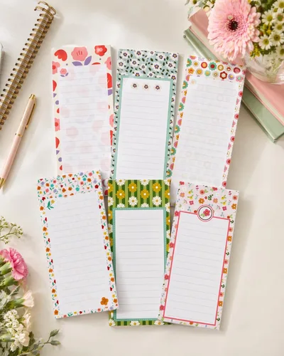 Vista 3 de Creative Hobbies Grocery List Magnet Pad for Fridge - 6 Pack of Vibrant Note Pads with Full Magnetic Back and 60 Sheets Each (Floral)