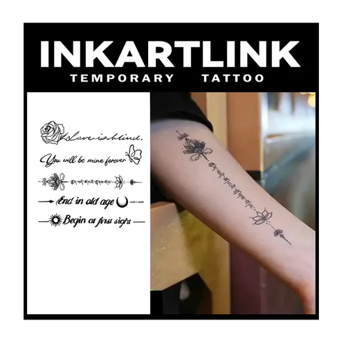 Vista 11 de INKARTLINK Tattoo Tech, 2 hojas de tatuaje semipermanente mediano, tatuajes temporales de diseño artístico para adultos, dura 1-2 semanas