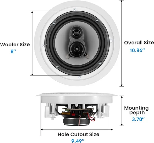 Vista 2 de Audio acústico CS-IC83 en el techo 8 "Home Theater 7 Altavoces Set 3 Way 2450 Watt CS-IC83-7S