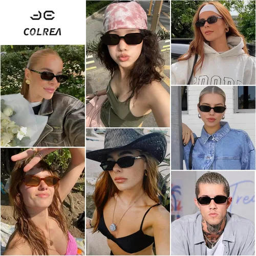 Vista 4 de Gafas de sol rectangulares para mujer, estilo retro de los años 90, pequeñas gafas de sol cuadradas con protección UV400, CL005