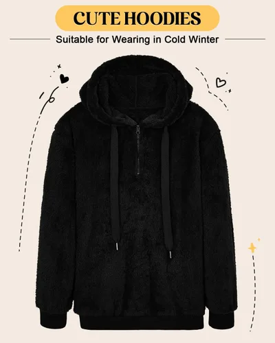 Vista 84 de Century Star Sudadera deportiva mullida de vellón con capucha para mujer de talla extragrande con bolsillos