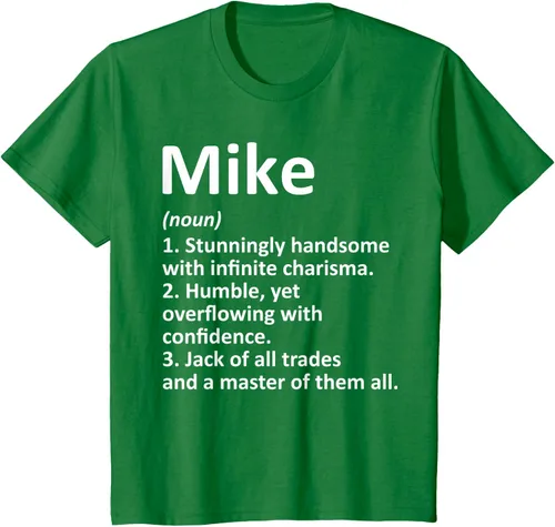 Vista 44 de MIKE Definition - Camiseta divertida para regalo de cumpleaños con nombre personalizado, Negro, S