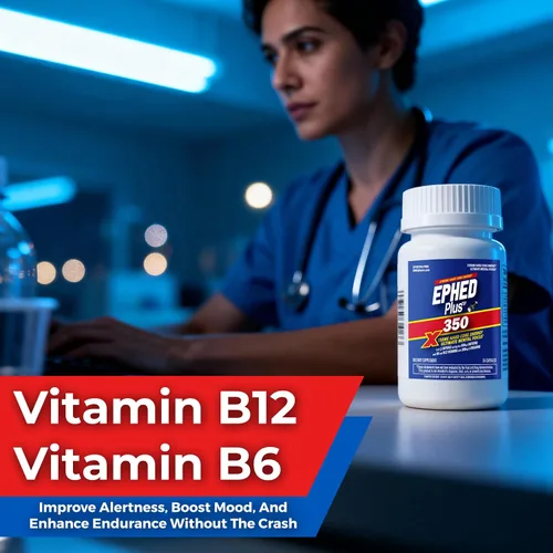 Vista 3 de Pastillas de cafeína - Ephed Plus 350 24 unidades con 350 mg de cafeína y 200 mg de L-teanina - Suplementos energéticos para la energía extrema