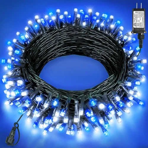 Vista 41 de Tira de luces LED de Navidad de 40 pies para exteriores, luces rojas y blancas de Navidad impermeables, 8 modos y temporizador, luces de árbol
