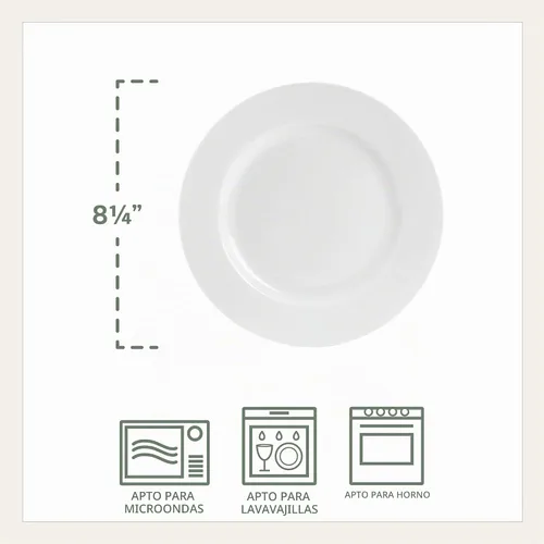 Vista 3 de Everyday White Juego de 4 platos de ensalada con borde clásico, 8.25 pulgadas