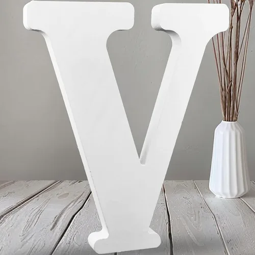 Vista 31 de AOCEAN Letras de madera grandes blancas de 12 pulgadas, letras de madera sin terminar para decoración de pared, letras decorativas de pie