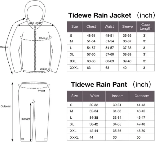 Vista 6 de TideWe - Traje de lluvia impermeable transpirable ligero conjunto de 2 piezas