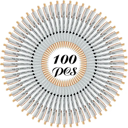Vista 17 de 10 bolígrafos personalizados con purpurina, bolígrafos impresos personalizados a granel, bolígrafos retráctiles de tinta negra para graduación
