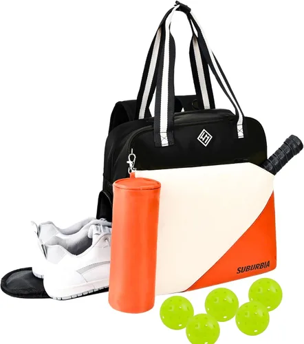 Vista 8 de Bolsa de pickleball para mujeres y hombres, mochila grande de tenis para pickleball, tenis, raquetbol y bolsa de viaje con compartimento