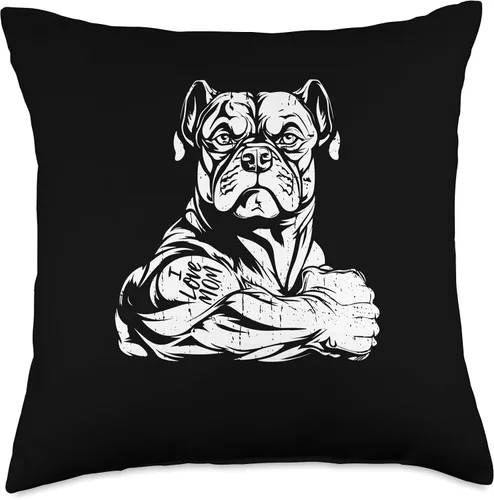 Vista 4 de American Bully Biceps Tattoo Pet - Almohada de perro con texto en inglés "I Love Mom
