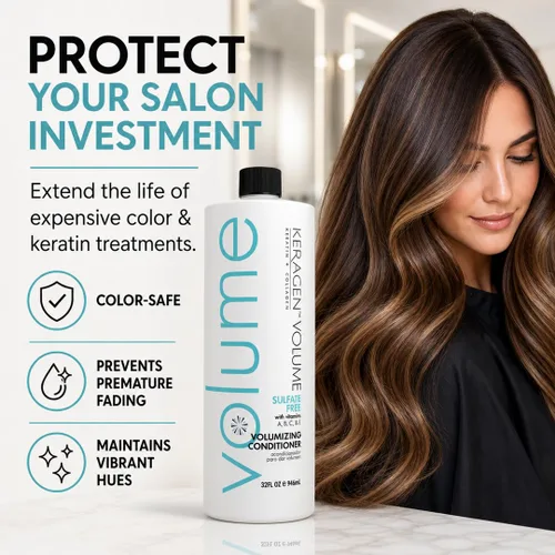 Vista 5 de KERAGEN - Acondicionador voluminizador para cabello fino con queratina y colágeno, sin sulfato de 32 onzas - Añade grosor, hidrata y mejora
