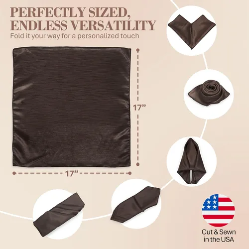 Vista 6 de Ultimate Textile -1 docena - Reversible Shantung Satin - Majestic - Servilletas de tela Majestic de 17 x 17 pulgadas color marrón chocolate