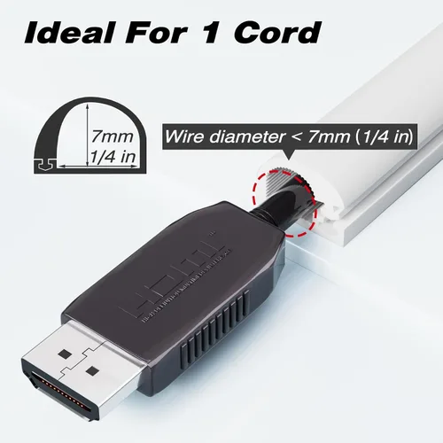 Vista 2 de Ocultador de cable de silicona de 39 pulgadas para montaje en pared, ocultador de cables autoadhesivo para 1 cable (1/4 pulgadas de diámetro)
