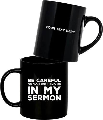 Vista 9 de Regalo de pastor, taza de pastor, sé cuidadoso o terminarás en mi sermón, taza de ministro, apreciación de predicador, ordenación sarcástica, taza