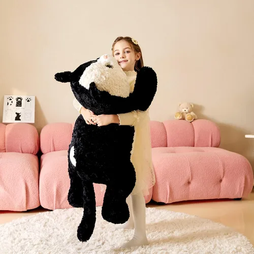 Vista 7 de Animal de peluche gigante de gato de felpa suave, juguete grande de 30" de tamaño jumbo, lindo, grande, enorme, esponjoso, gordo, para regalos