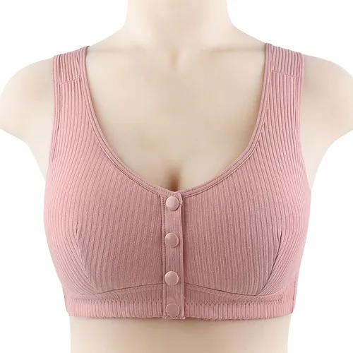 Vista 2 de Womens Bra Comfortable Sports Push Up Bras Front Snaps Seniors Wireless Beauty Back Full Coverage Easy Close Bras