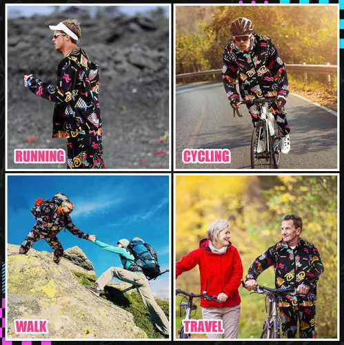 Vista 6 de Cuffbow Traje deportivo de los años 80 y 90 para hombre, sudadera deportiva de los años 80, estilo retro con capucha de los años 80, manga larga