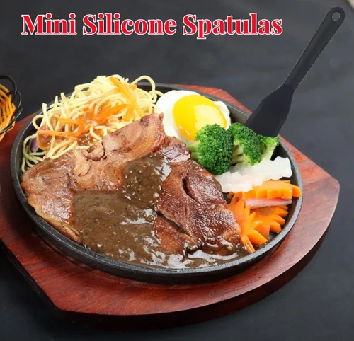 Vista 7 de Mini espátula para servir brownie, espátulas de silicona flexible y antiadherente, resistente al calor, para voltear huevos en sartén pequeña