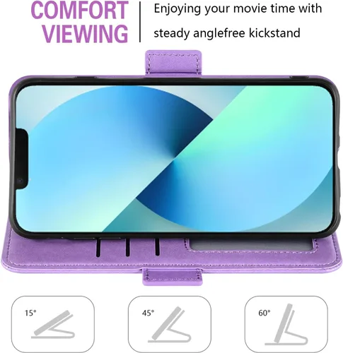 Vista 4 de Asuwish Funda compatible con iPhone 13 Mini de 5.4 pulgadas, protector de pantalla de vidrio templado, correa de muñeca, tarjetero para teléfono