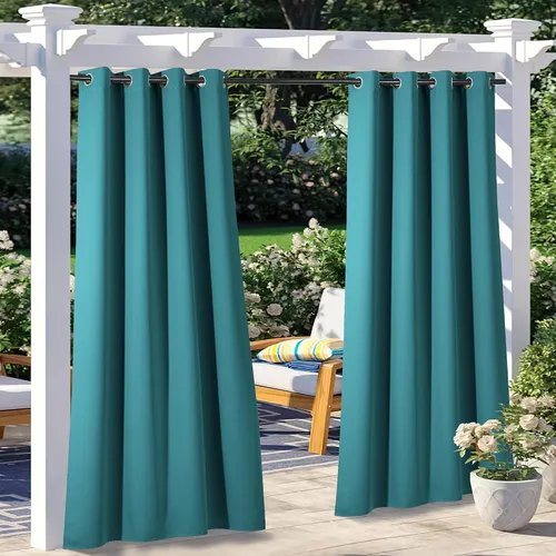 Vista 65 de NICETOWN Cortina para Exteriores para Patio Impermeable de 84 Pulgadas de Ancho, Aislamiento Térmico con Ojales Antioxidantes Bloqueo UV Cortina