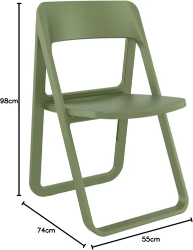 Vista 6 de Compamia Dream - Silla plegable de resina de grado comercial para exteriores, color verde oliva